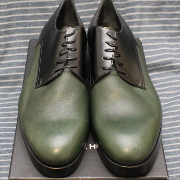 Pierre Hardy Black Calf and Olive Cordovan Leather Oxfords main image 9
